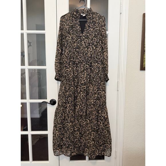 Lucky Brand Dresses & Skirts - Lucky Brand Maxi Dress Womens Small Black Paisley Lined Boho Tiered